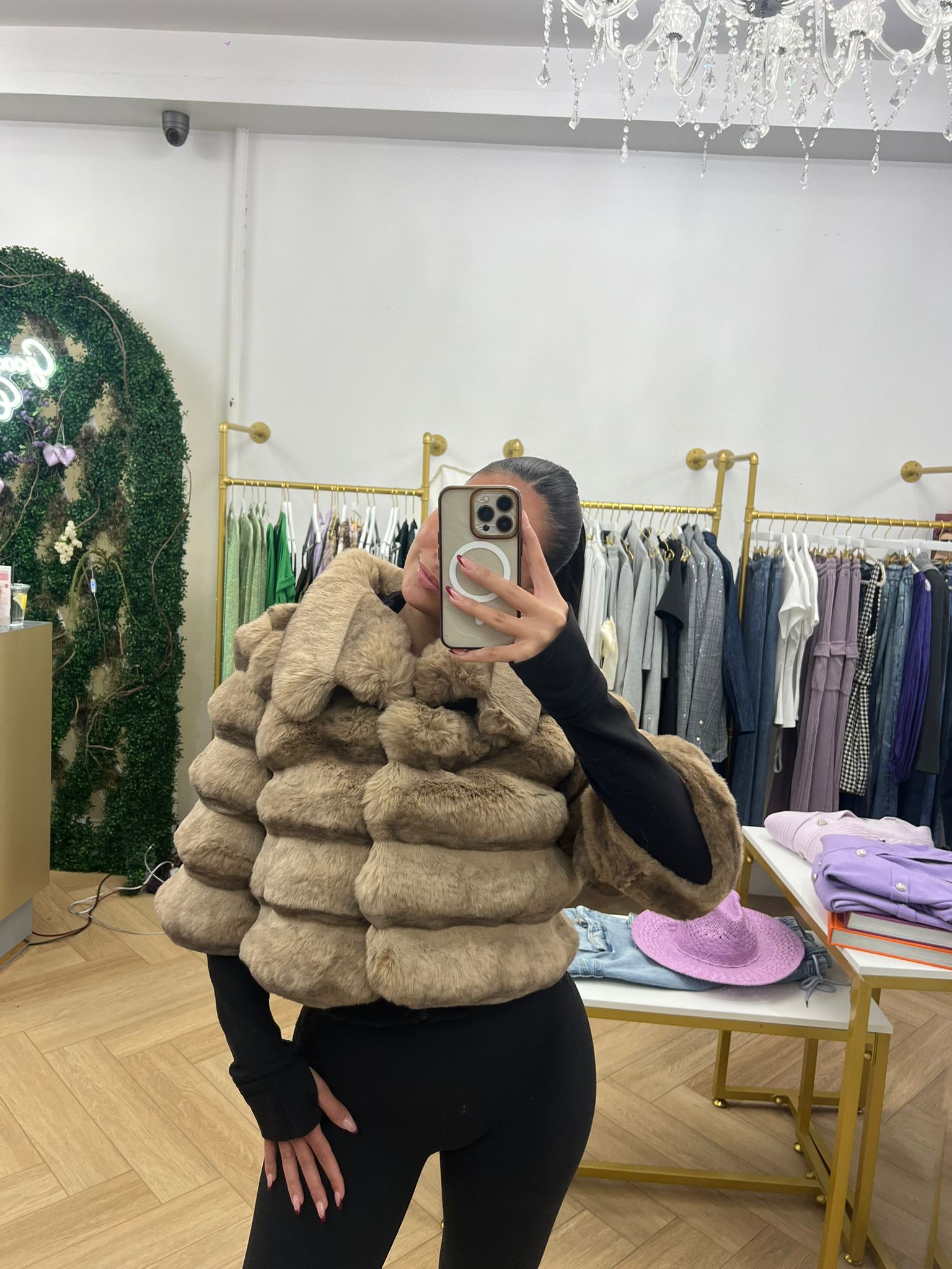 Camel Chinchilla Vegan Cropped Fur Bolero