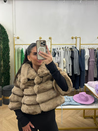 Camel Chinchilla Vegan Cropped Fur Bolero