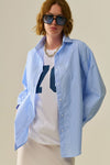 Blue Striped Oversized Button-Up Shirt