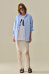 Blue Striped Oversized Button-Up Shirt