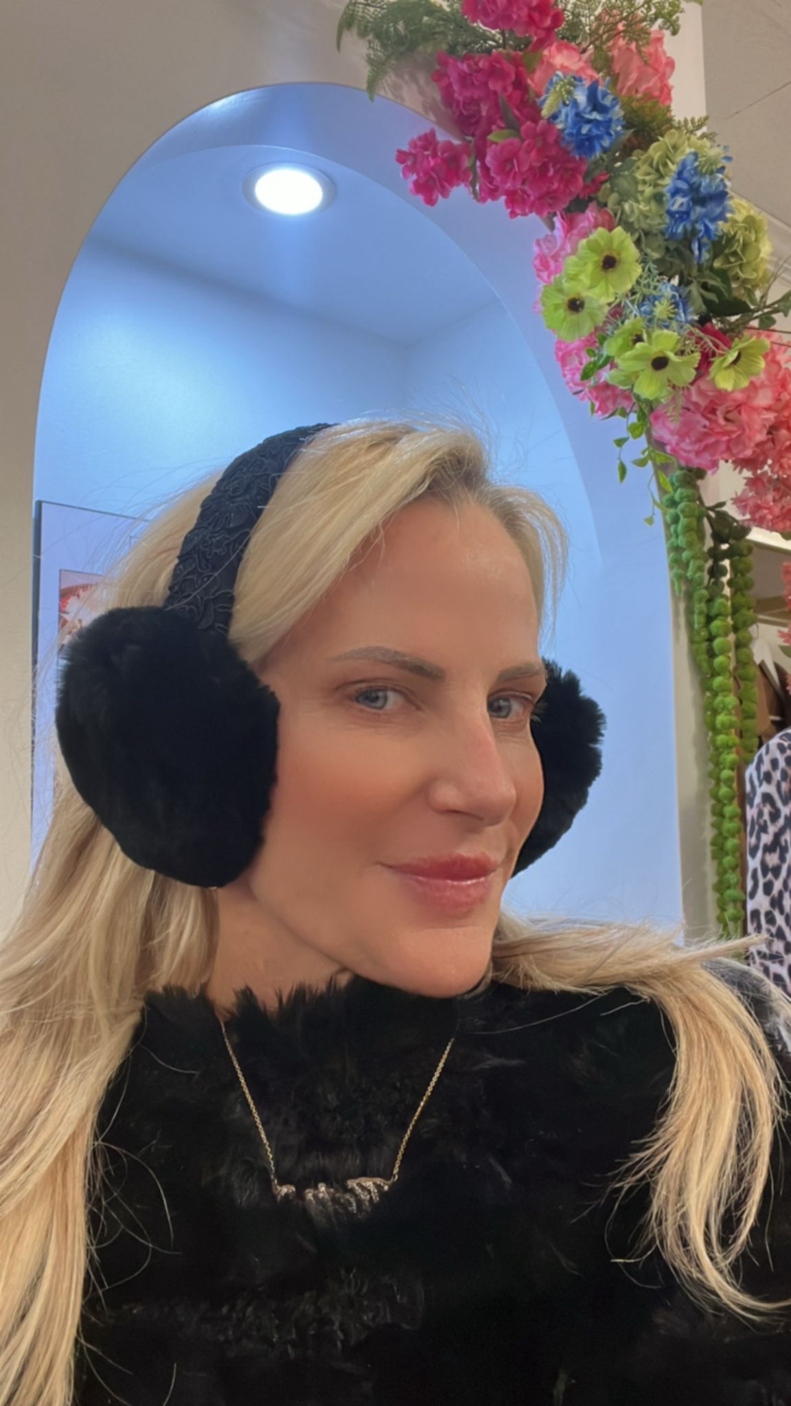 Black Rabbit Fur Earmuffs