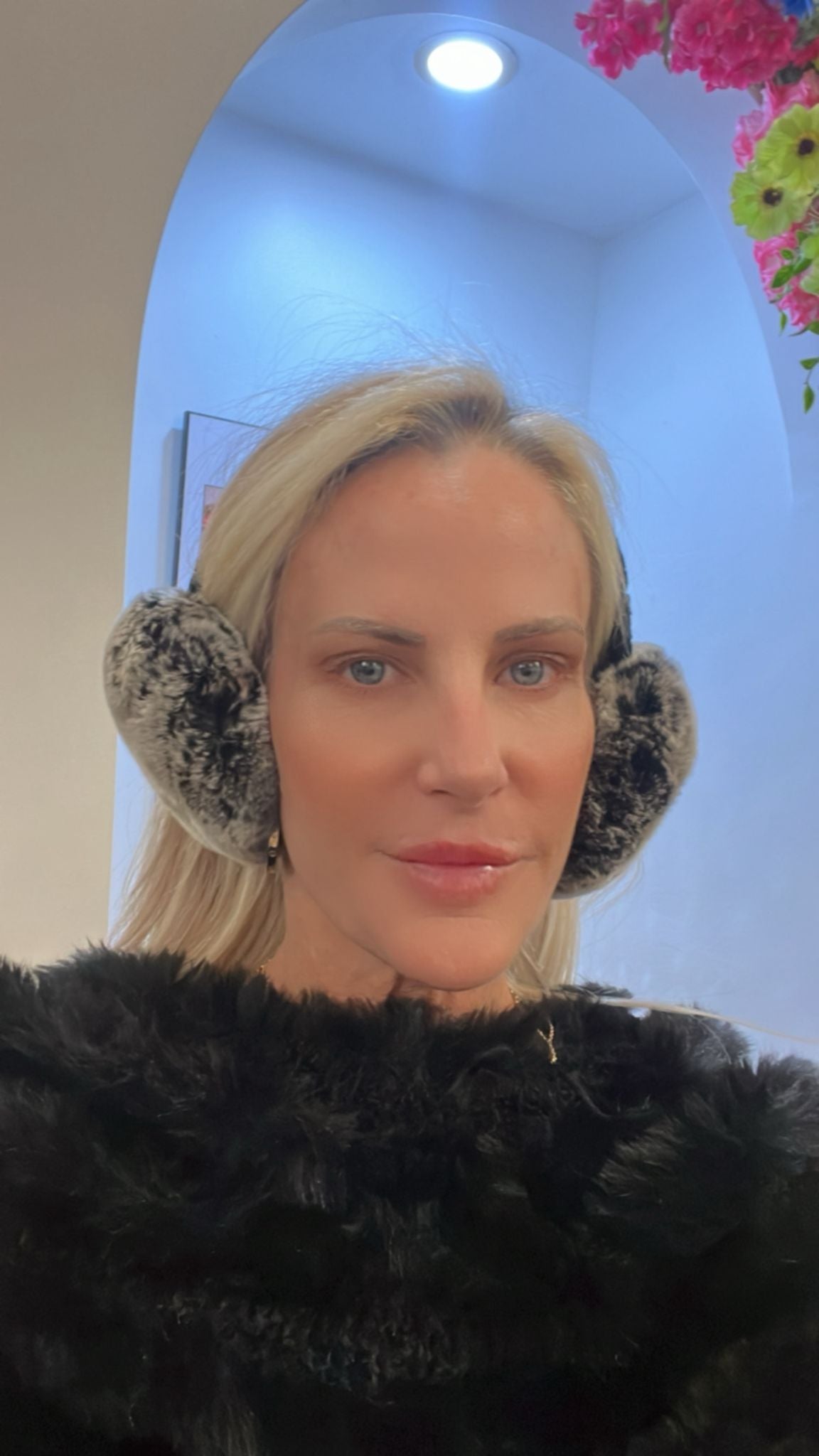 Gray and Black Rabbit Fur Earmuffs