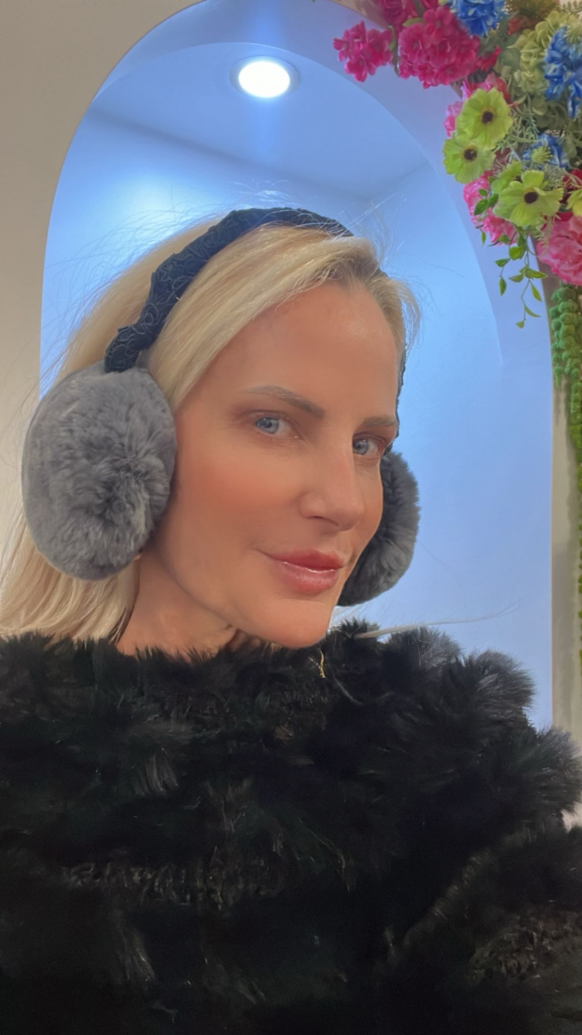 Gray Rabbit Fur Earmuffs