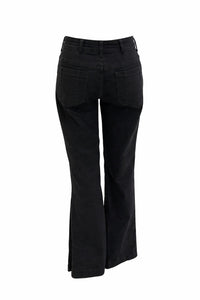 Black Flared Pants with Side Grommet Detailing