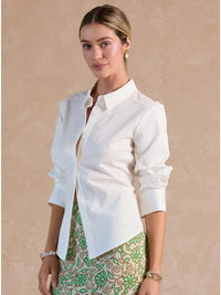 White Tailored Button-Down Shirt with Classic Collar