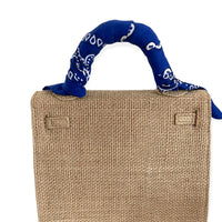 Evil Eye Burlap Top Handle Bag with Scarf Wrap and Crossbody Strap