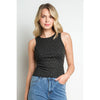 Embellished Sleeveless Black Tank Top