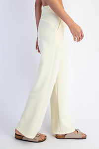 Butter Yellow Wide Leg Drawstring Lounge Pants
