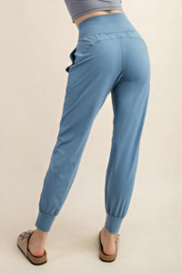 Blue High-Waisted Joggers With Pockets
