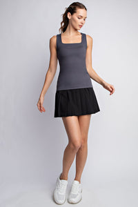 Charcoal Square Neck Performance Tank Top