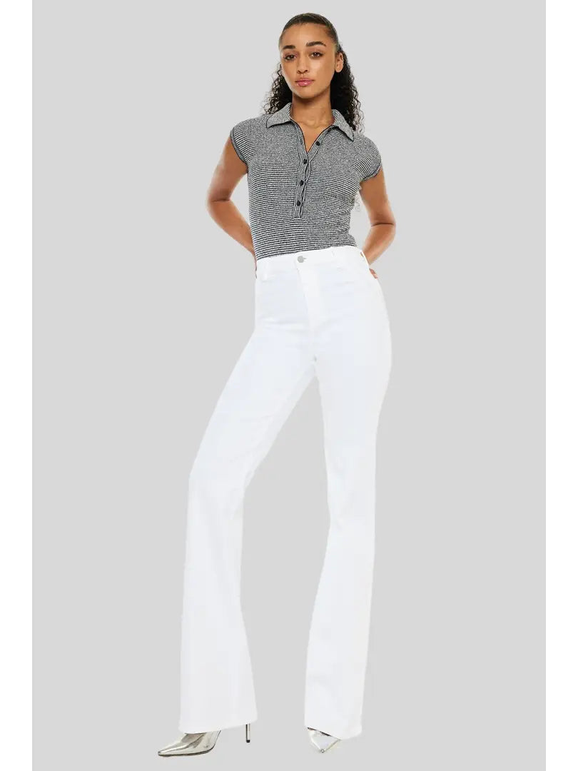 High Rise Tailored Wide Leg White Pants