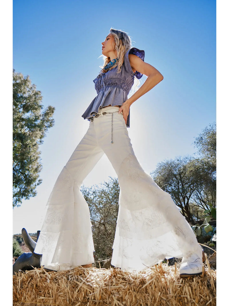 White Tiered Lace Bell Bottom Pants – Amanda Jean NYC