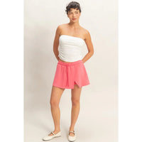 Pink Lounge Skort with Drawstring Waist and Side Slit