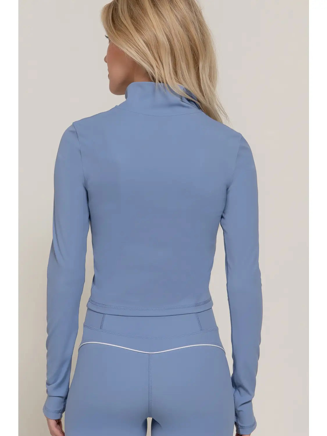 Blue Contrast Stitch Zip-Up Active Wear Jacket