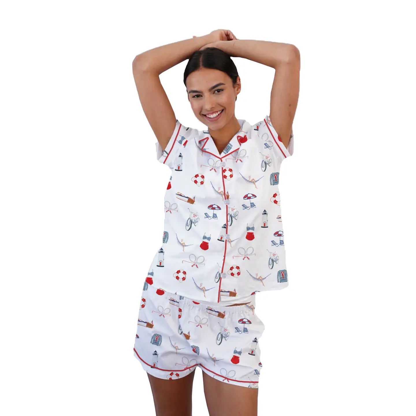 Nautical Print Cotton Pajama Set