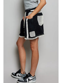 Vintage Crochet Patch Drawstring Casual Shorts