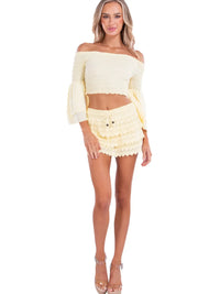 Baby Yellow Tiered Crochet Skort with Drawstring Waist (Copy)