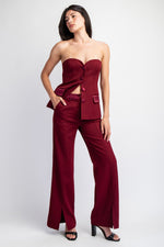 WOVEN TAILORED PANTS WITH SATIN CONTRAST