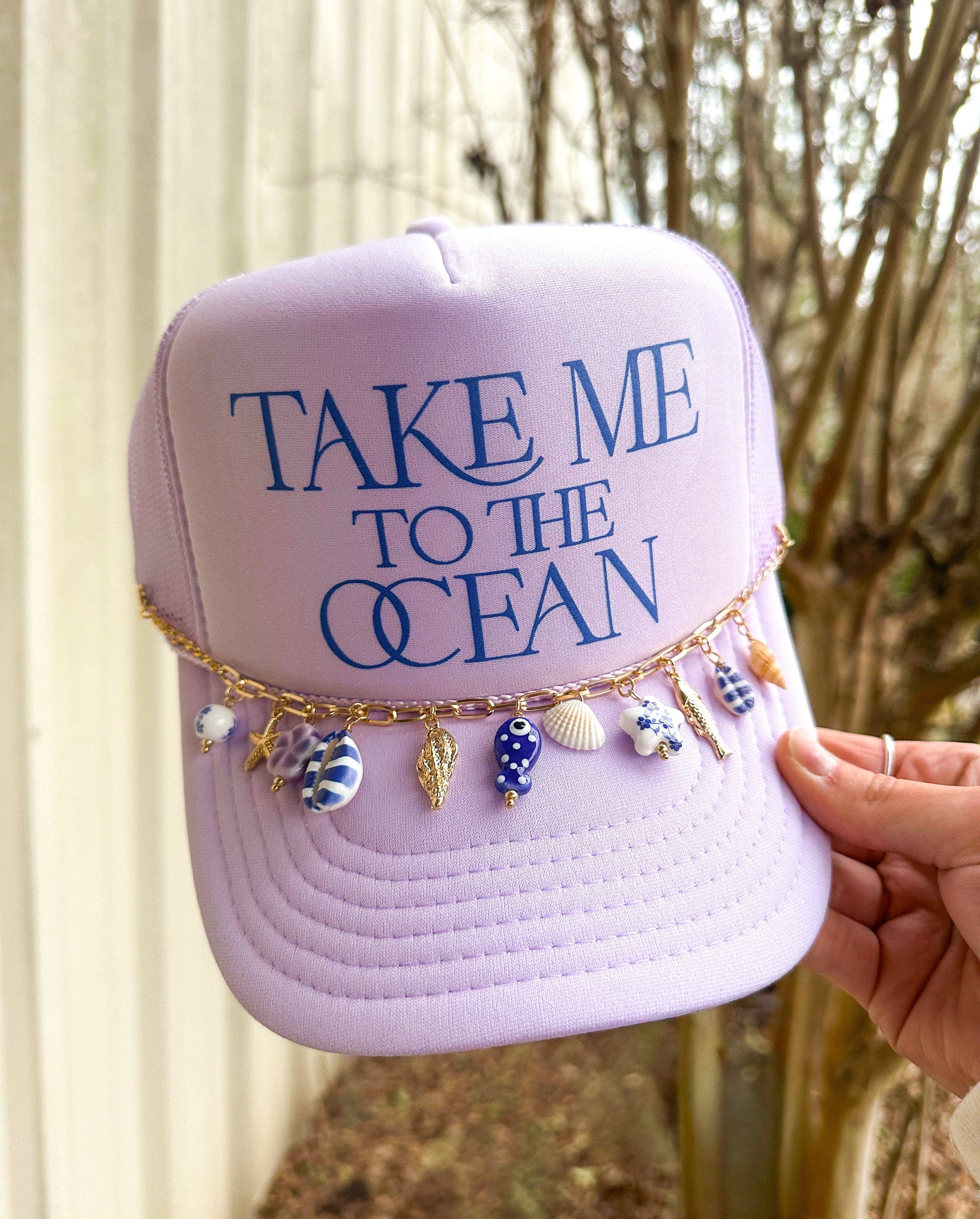 "Take Me To The Ocean" With Charm Chain Lavender Trucker