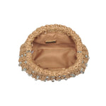 Boho Chic Woven Raffia Clutch with Chain Strap