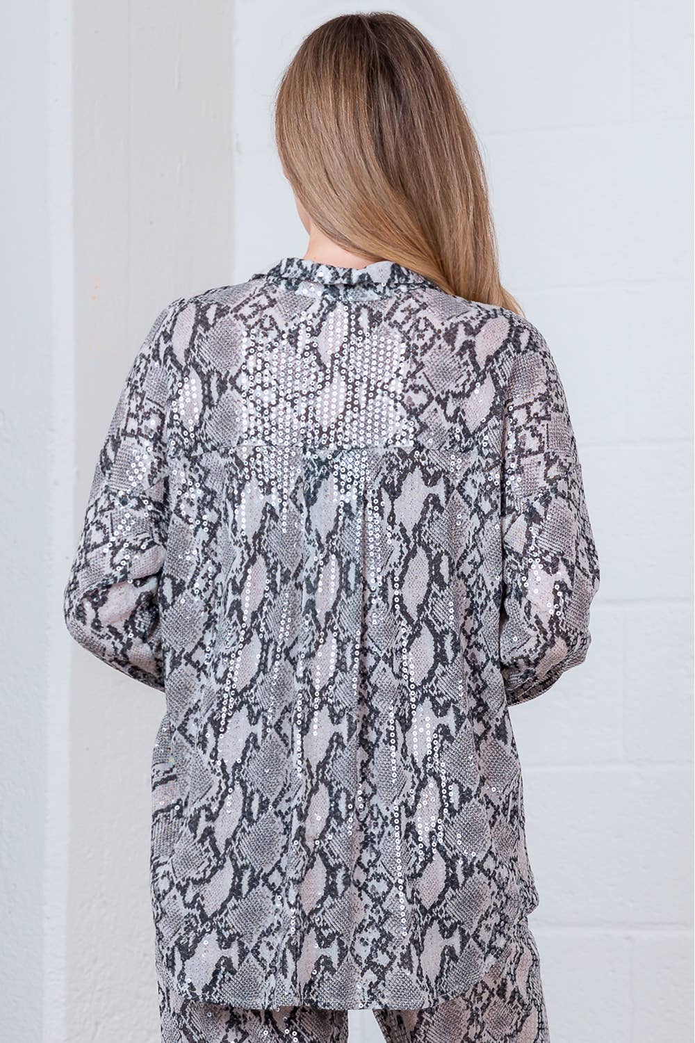 Leopard Sequence Oversized Blouse