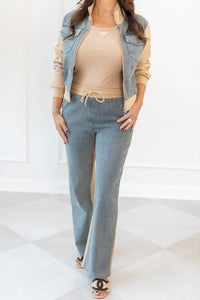 Denim-Panel Athleisure Set — NJ7A8193