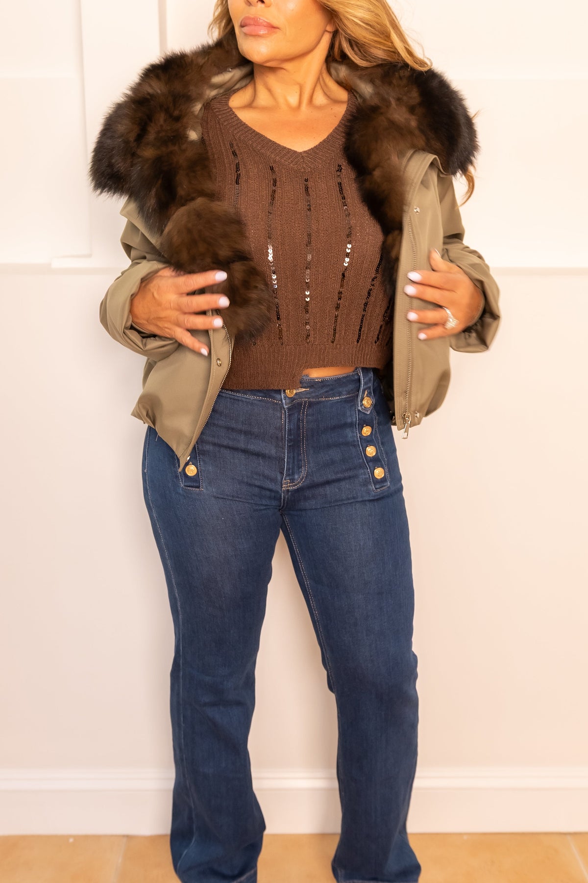 Plush-Collar Bomber Jacket — NJ7A9947