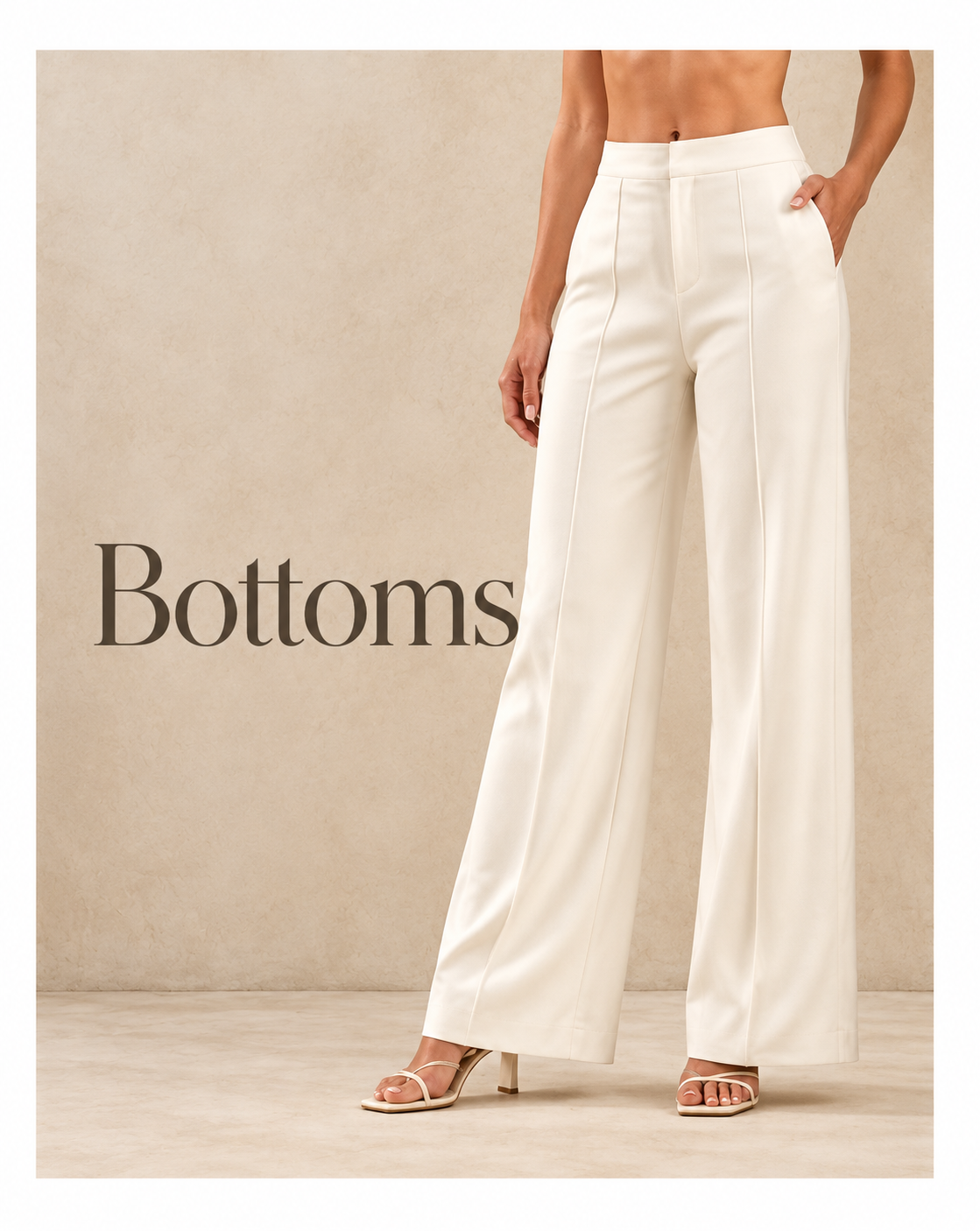 bottoms — beige background matching denim header