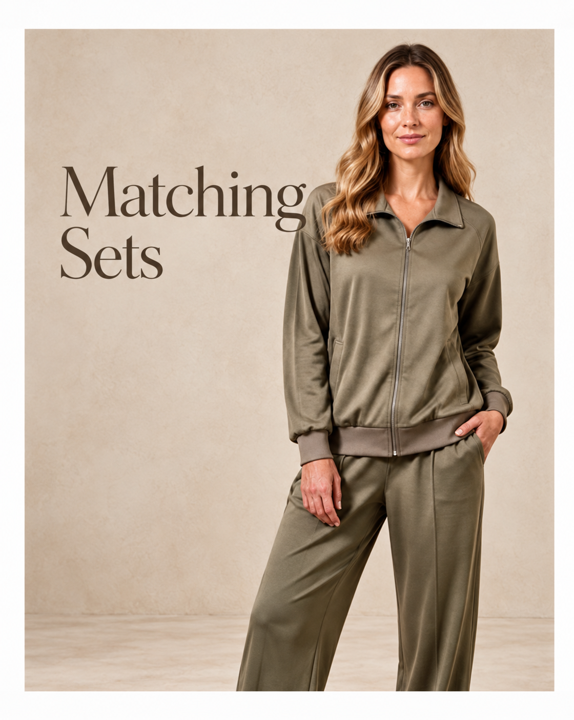 matching sets — beige background matching denim header