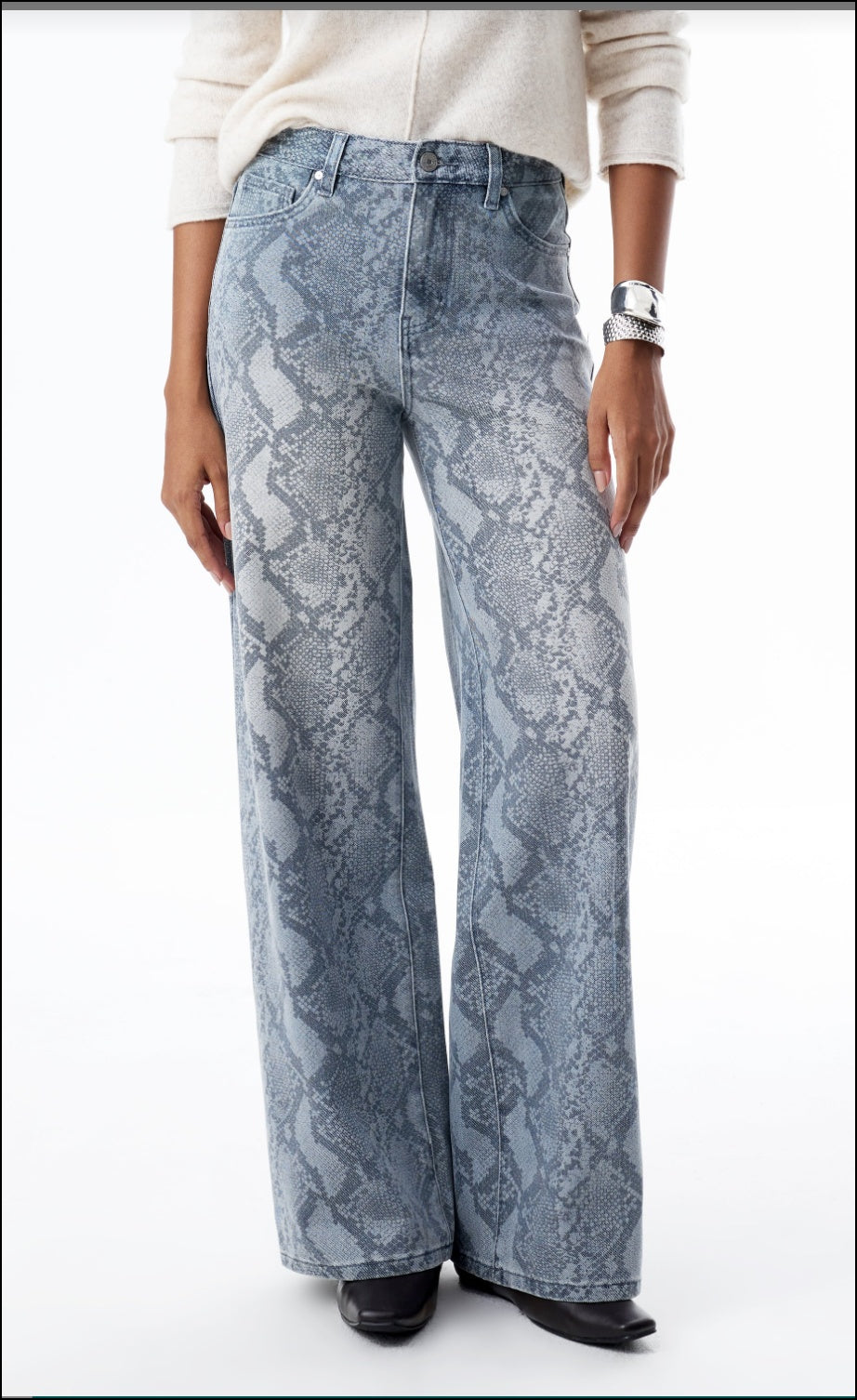 Animal Print Denim Jeans front view