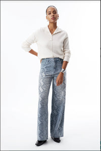 Animal Print Denim Jeans styled look