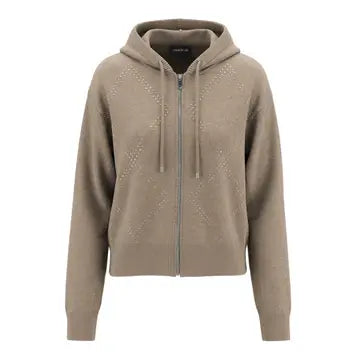 Rhinestone Sweater Hoodie Zip-Up