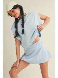 Light Blue Open Back Cropped Active Top
