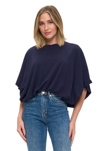 Navy Blue Relaxed Fit Short Sleeve Dolman Top