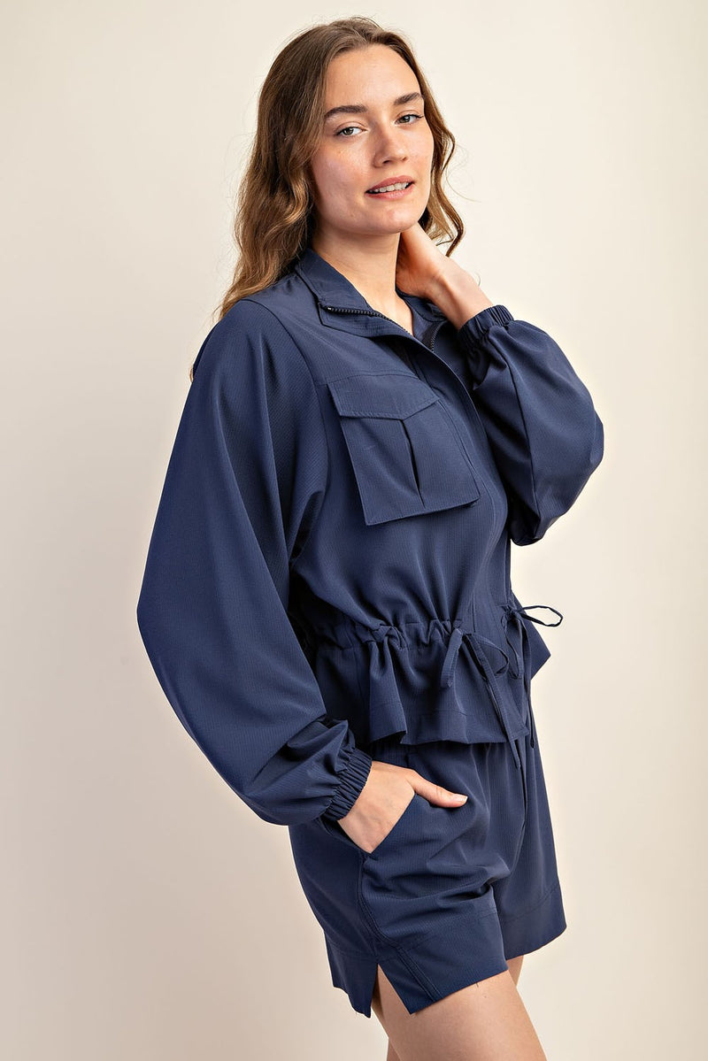 Crinkle Woven Cropped Jacket