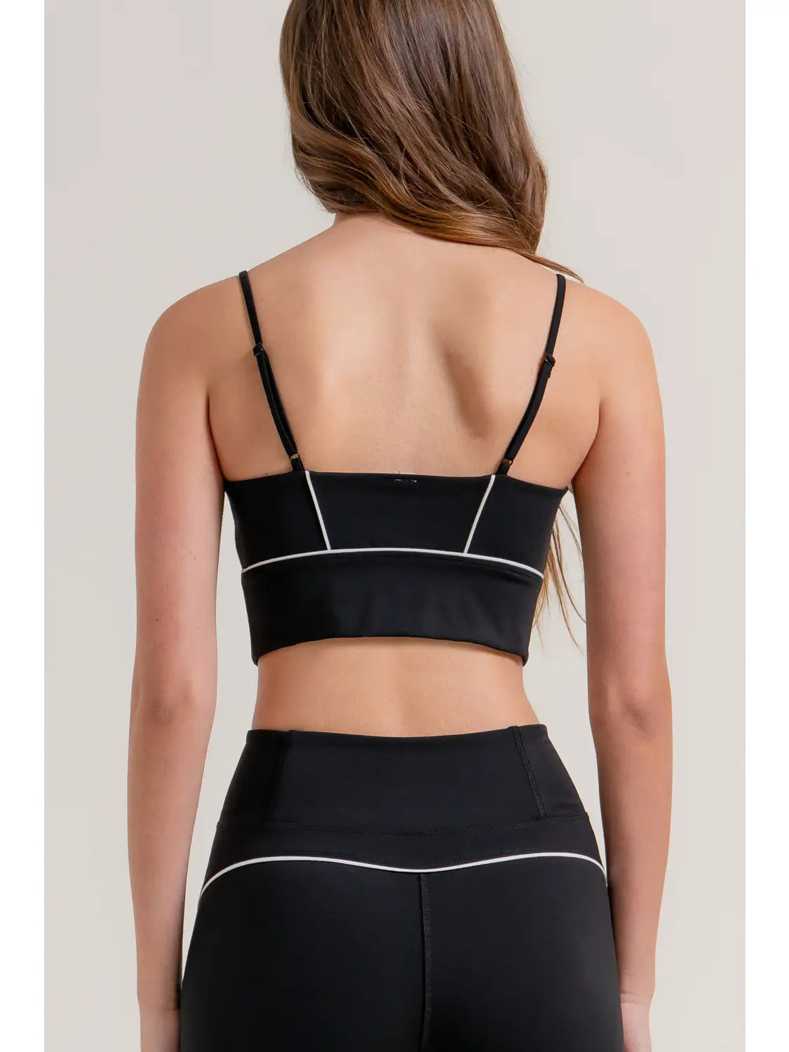 Black Contrast Trim Strappy Sports Bra Crop Top