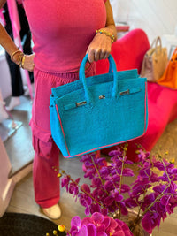 Hamptons Designer Terry Bag Turquoise