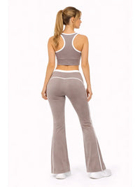 Nude Contrast Trim Flare Leg Activewear Set
