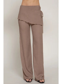 Nude Textured Wrap Detail Wide Leg Pants
