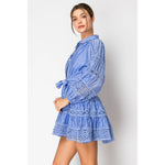 Long Sleeve Crochet Detail Lace Hem Mini Dress