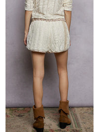 Floral Star Patch Lace Short Pants Nude