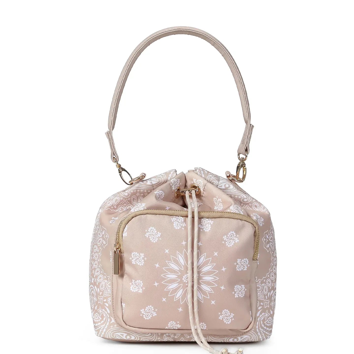 Nude Bandana Print Drawstring Shoulder Bag