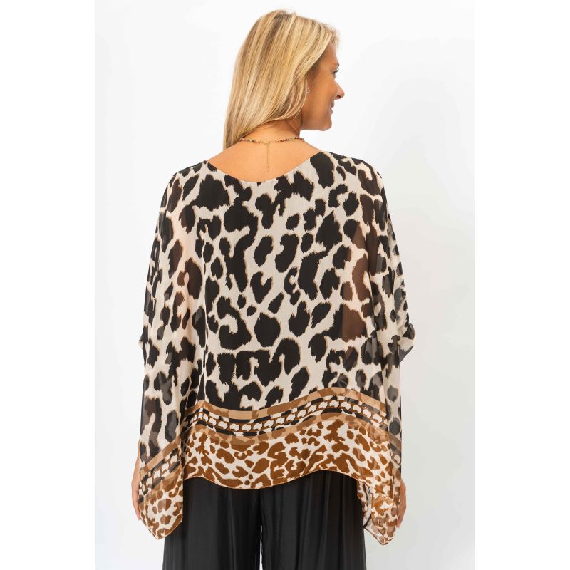Black Printed Silk Top