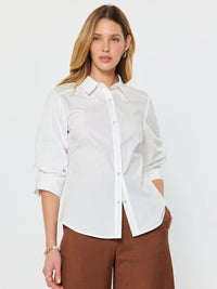 White Button-Down Collared Shirt with Rolled Sleeves