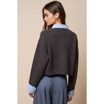 Stripe Trim Sweater Cardigan
