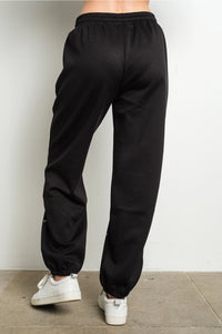 Rhinestone Heart Print Black Jogger Sweatpants