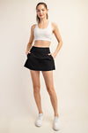 CRINKLE WOVEN SKORT BLACK