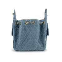 Cruz denim bucket tote in classic blue small