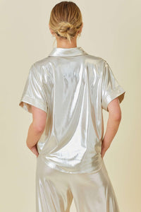 Metallic Drop Shoulder Top