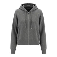 Rhinestone Sweater Hoodie Zip-Up
